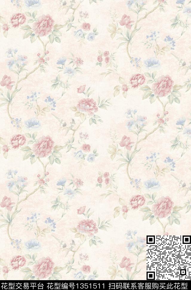 喜鹊窗帘花鸟数码印花华亿平台下载（图片编号: 1351511） - 瓦栏（Walan）