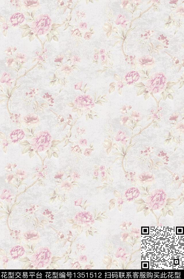 喜鹊窗帘花鸟数码印花华亿平台下载（图片编号: 1351512） - 瓦栏（Walan）