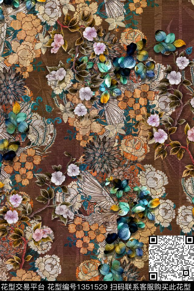 香云纱抽象中国风数码印花华亿平台下载（图片编号: 1351529） - 瓦栏（Walan）