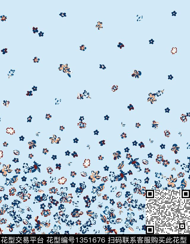 定位花大牌风小碎花传统印花华亿平台下载（图片编号: 1351676） - 瓦栏（Walan）