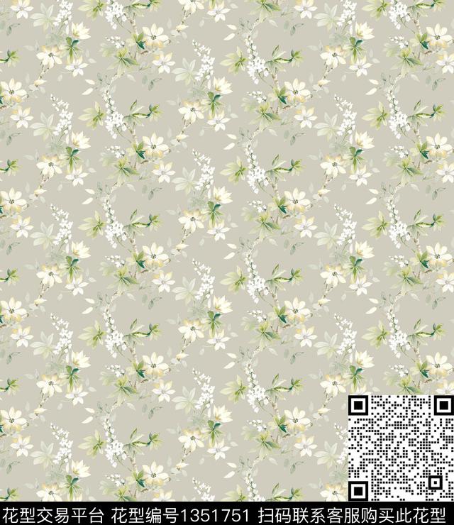 彩底花卉墙纸印花数码印花华亿平台下载（图片编号: 1351751） - 瓦栏（Walan）