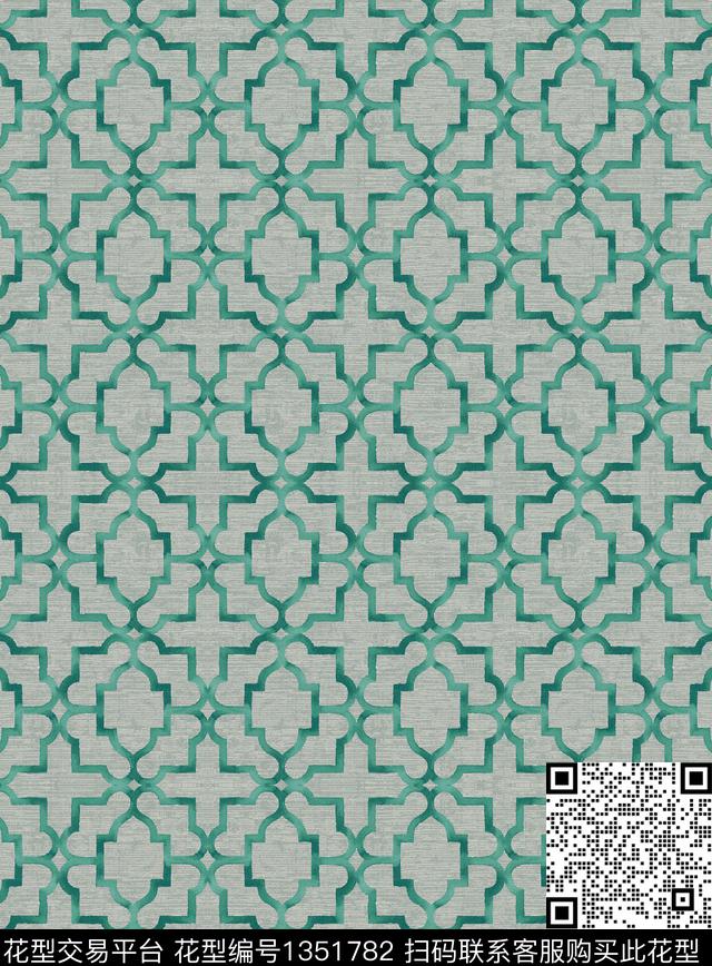 提花华亿平台几何窗帘数码印花华亿平台下载（图片编号: 1351782） - 瓦栏（Walan）