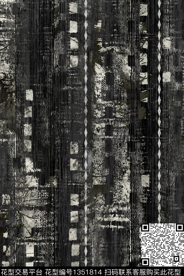 几何黑白条纹线条数码印花华亿平台下载（图片编号: 1351814） - 瓦栏（Walan）