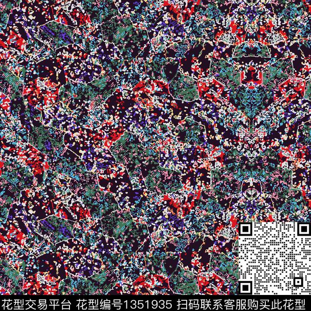 几何花卉抽象花卉花卉传统印花华亿平台下载（图片编号: 1351935） - 瓦栏（Walan）