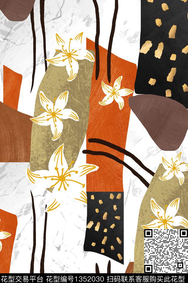 抽象混合拼接几何数码印花华亿平台下载（图片编号: 1352030） - 瓦栏（Walan）