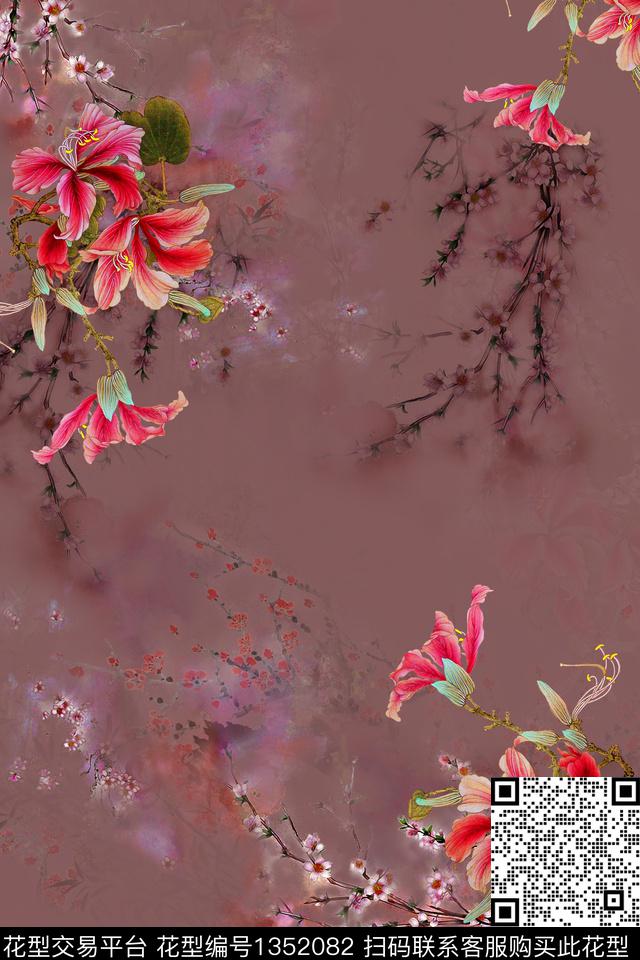 民族风花卉香云纱数码印花华亿平台下载（图片编号: 1352082） - 瓦栏（Walan）