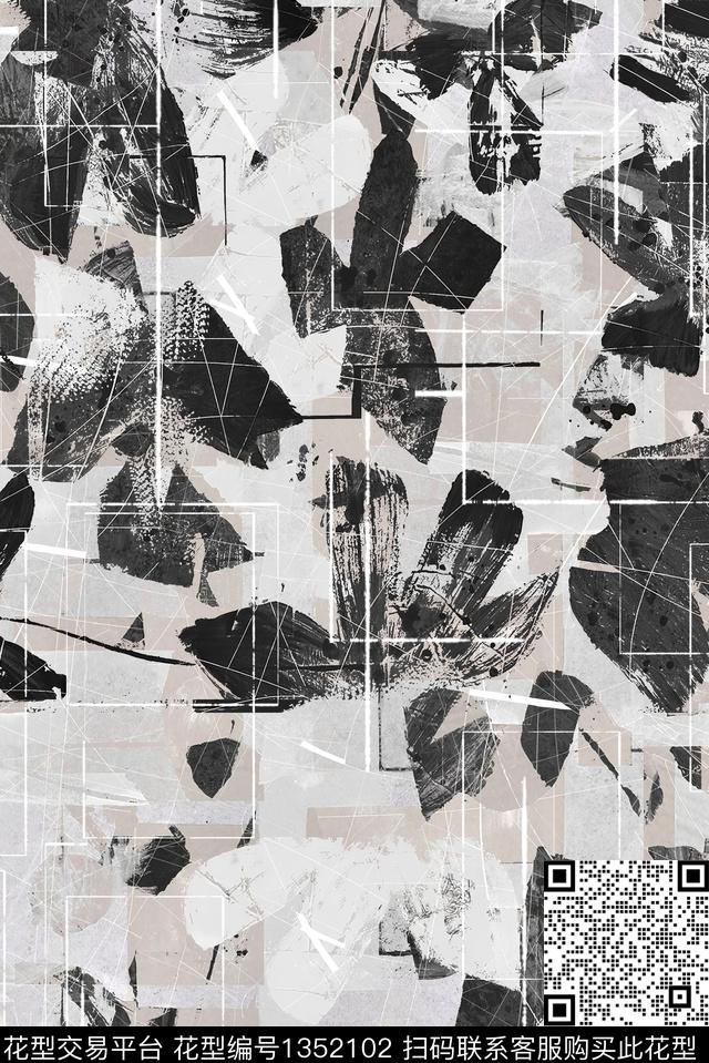 几何花卉抽象花卉大牌风数码印花华亿平台下载（图片编号: 1352102） - 瓦栏（Walan）