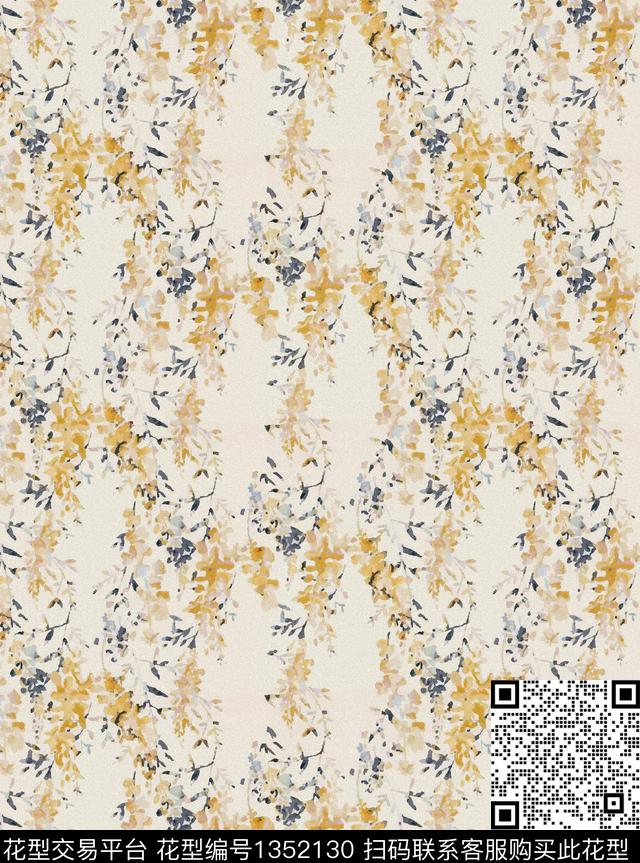 彩底花卉墙纸手绘花卉数码印花华亿平台下载（图片编号: 1352130） - 瓦栏（Walan）