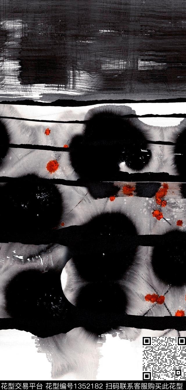 笔触ink墨水数码印花华亿平台下载（图片编号: 1352182） - 瓦栏（Walan）