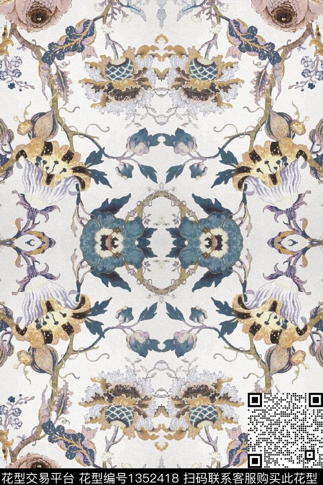 古典花纹威廉莫里斯绣花华亿平台数码印花华亿平台下载（图片编号: 1352418） - 瓦栏（Walan）