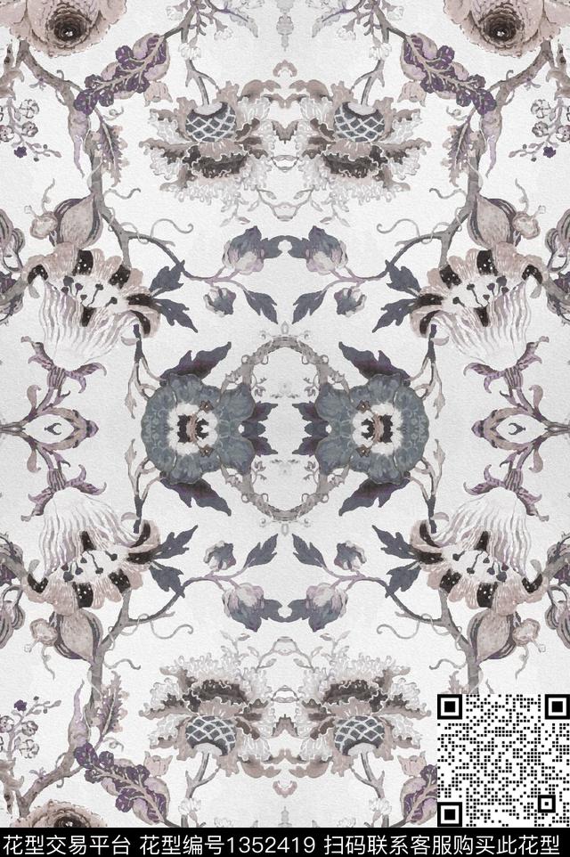 提花华亿平台女装定位花古典花纹数码印花华亿平台下载（图片编号: 1352419） - 瓦栏（Walan）