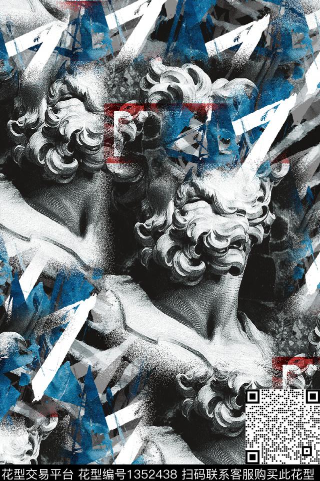 肌理抽象石膏头像数码印花华亿平台下载（图片编号: 1352438） - 瓦栏（Walan）