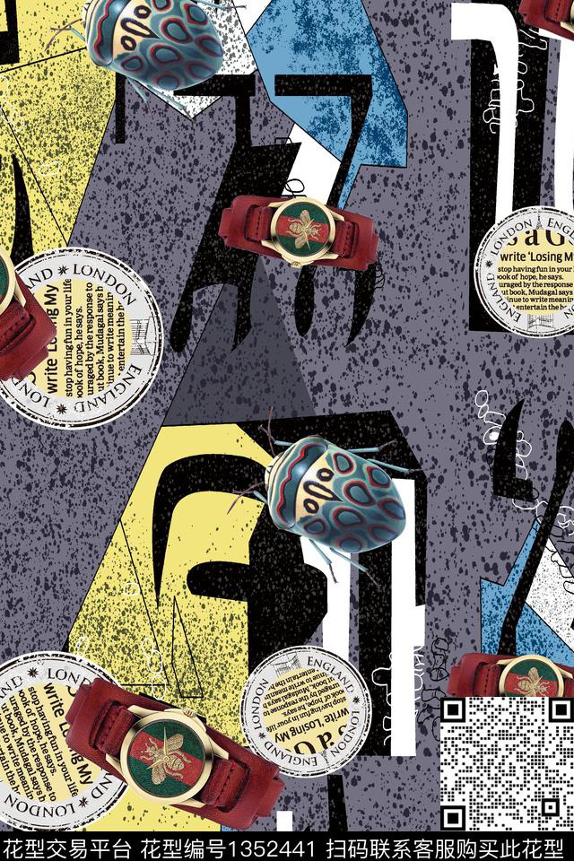 几何肌理蜜蜂数码印花华亿平台下载（图片编号: 1352441） - 瓦栏（Walan）