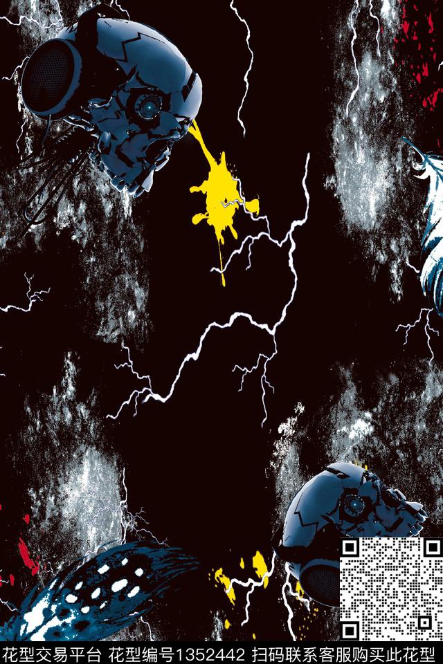 羽毛闪电抽象数码印花华亿平台下载（图片编号: 1352442） - 瓦栏（Walan）