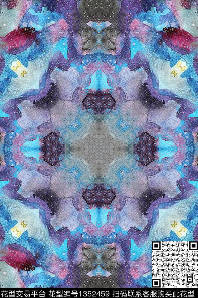 抽象花卉炫彩大牌风数码印花华亿平台下载（图片编号: 1352459） - 瓦栏（Walan）