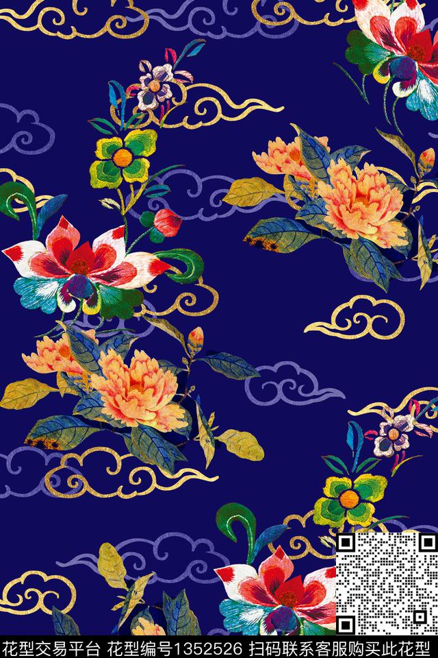 民族风香云纱旗袍数码印花华亿平台下载（图片编号: 1352526） - 瓦栏（Walan）