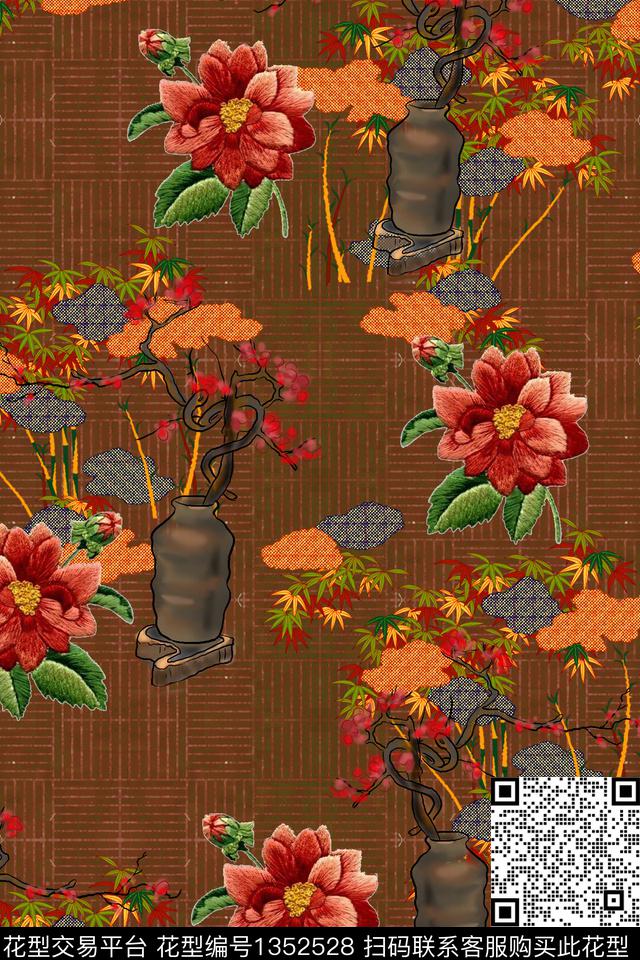 民族风香云纱旗袍数码印花华亿平台下载（图片编号: 1352528） - 瓦栏（Walan）