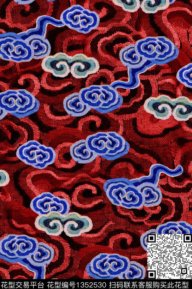 民族风香云纱旗袍数码印花华亿平台下载（图片编号: 1352530） - 瓦栏（Walan）