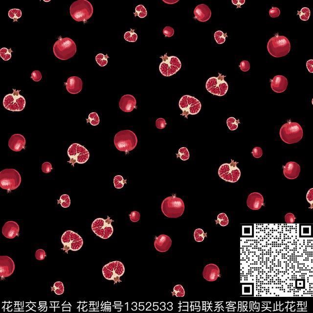 水果石榴大牌风数码印花华亿平台下载（图片编号: 1352533） - 瓦栏（Walan）