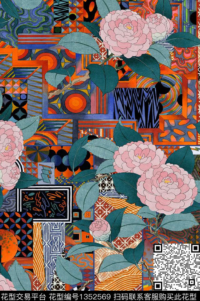 民族风真丝复古旗袍华亿平台数码印花华亿平台下载（图片编号: 1352569） - 瓦栏（Walan）