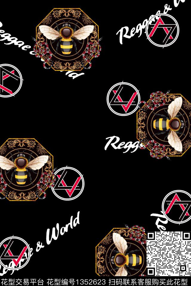 字母蜜蜂欧洲数码印花华亿平台下载（图片编号: 1352623） - 瓦栏（Walan）