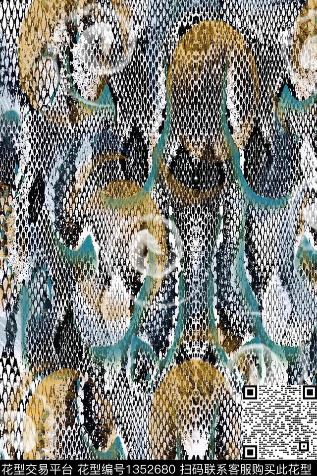 肌理动物纹抽象数码印花华亿平台下载（图片编号: 1352680） - 瓦栏（Walan）