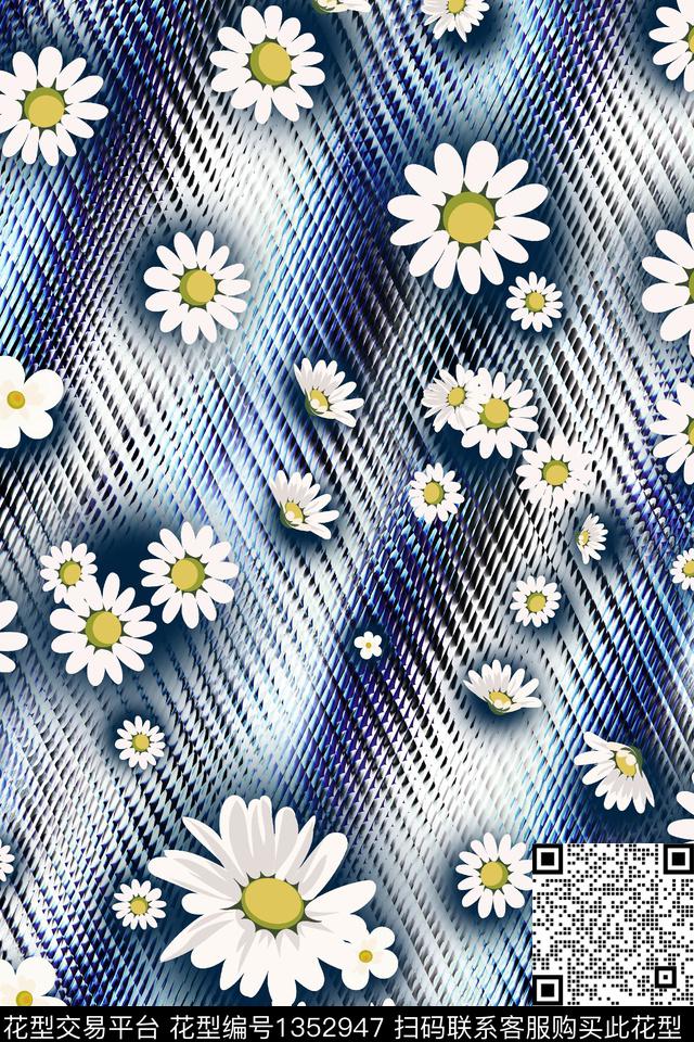 几何肌理花卉数码印花华亿平台下载（图片编号: 1352947） - 瓦栏（Walan）
