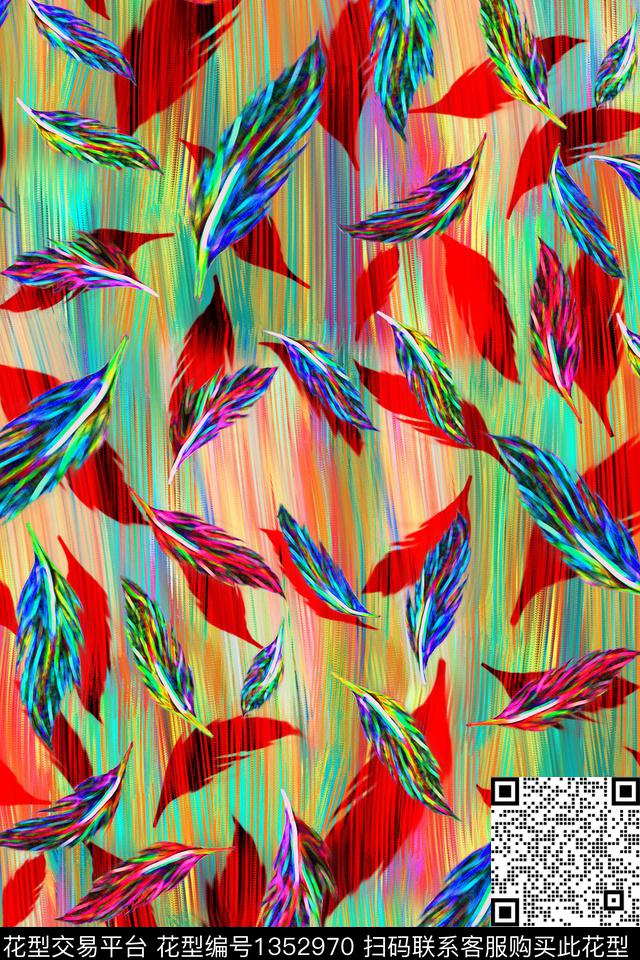 羽毛春夏华亿平台油画底纹数码印花华亿平台下载（图片编号: 1352970） - 瓦栏（Walan）