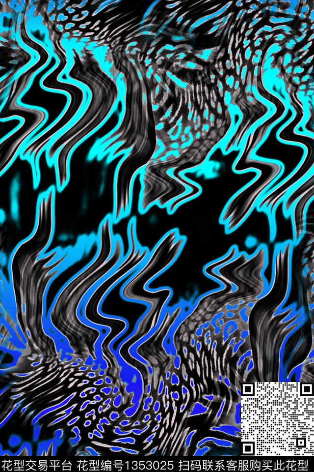 几何抽象动物纹几何女装数码印花华亿平台下载（图片编号: 1353025） - 瓦栏（Walan）