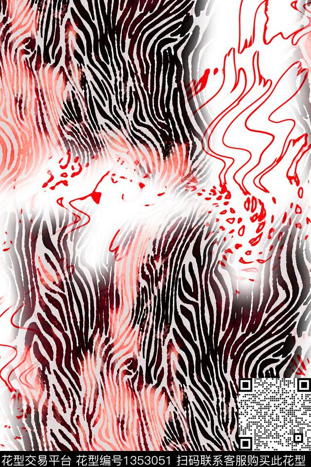 抽象动物纹几何女装数码印花华亿平台下载（图片编号: 1353051） - 瓦栏（Walan）