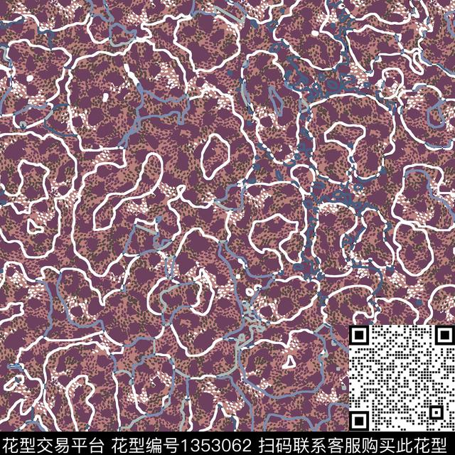 几何花卉抽象花卉花卉传统印花华亿平台下载（图片编号: 1353062） - 瓦栏（Walan）