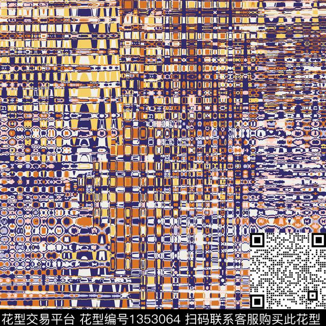 几何花卉抽象花卉花卉传统印花华亿平台下载（图片编号: 1353064） - 瓦栏（Walan）