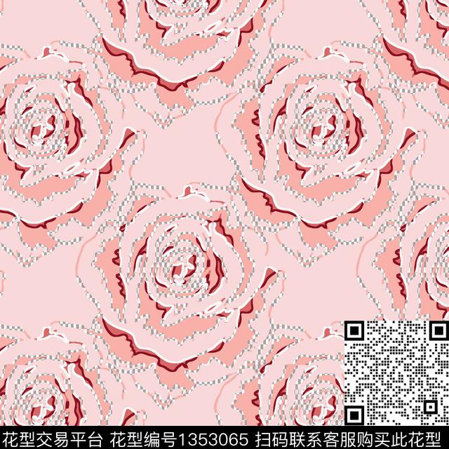 几何花卉抽象花卉花卉传统印花华亿平台下载（图片编号: 1353065） - 瓦栏（Walan）