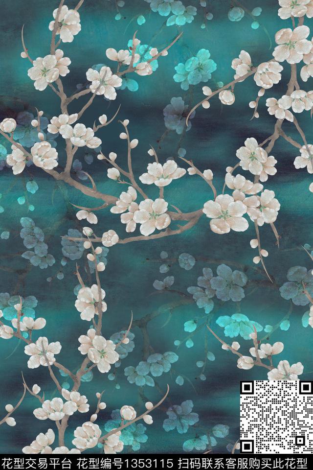 香云纱中国风真丝数码印花华亿平台下载（图片编号: 1353115） - 瓦栏（Walan）