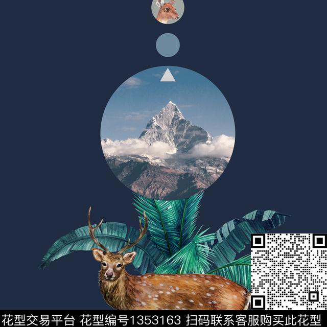 几何风景定位鹿数码印花华亿平台下载（图片编号: 1353163） - 瓦栏（Walan）