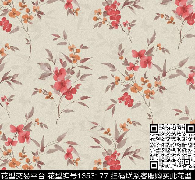 连衣裙定位花花卉数码印花华亿平台下载（图片编号: 1353177） - 瓦栏（Walan）