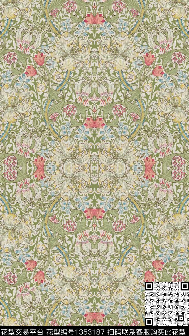 定位花花卉大牌风数码印花华亿平台下载（图片编号: 1353187） - 瓦栏（Walan）
