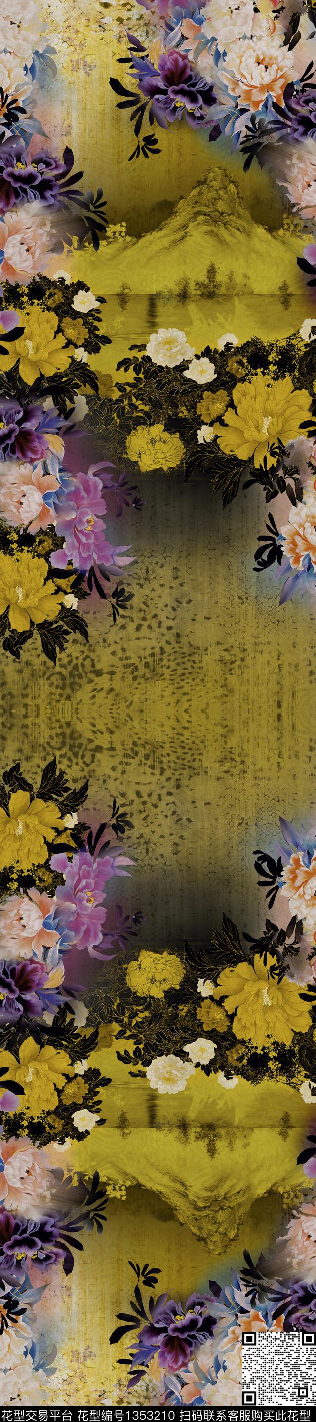 动物花卉大牌风手绘大花数码印花华亿平台下载（图片编号: 1353210） - 瓦栏（Walan）