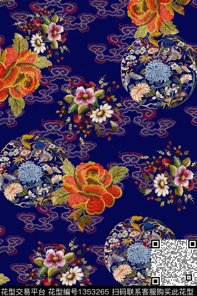 民族风香云纱旗袍数码印花华亿平台下载（图片编号: 1353265） - 瓦栏（Walan）