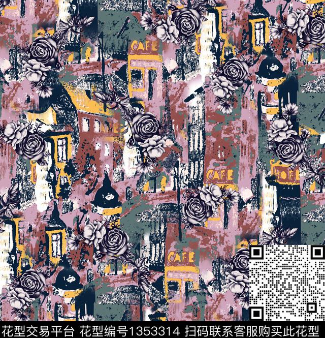 简约趋势华亿平台花卉数码印花华亿平台下载（图片编号: 1353314） - 瓦栏（Walan）