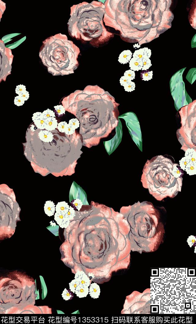 简约趋势华亿平台花卉数码印花华亿平台下载（图片编号: 1353315） - 瓦栏（Walan）