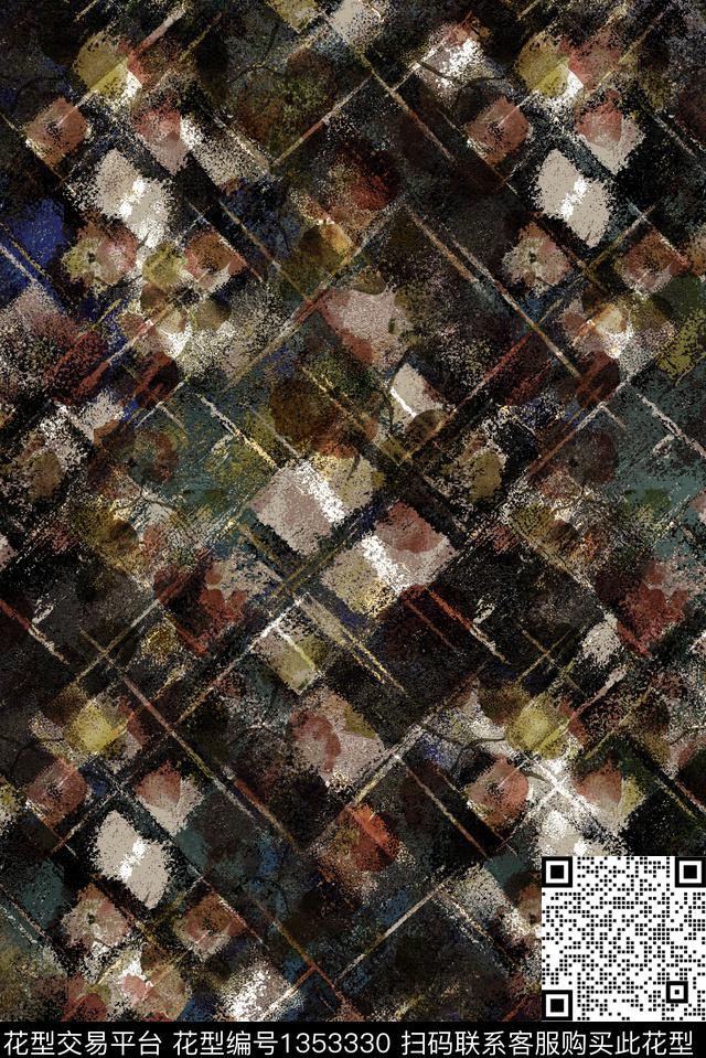 几何肌理格子数码印花华亿平台下载（图片编号: 1353330） - 瓦栏（Walan）