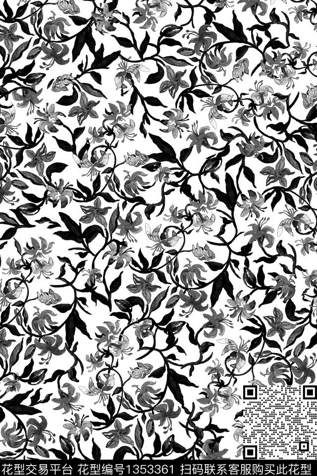彩底花卉数码华亿平台水彩花卉数码印花华亿平台下载（图片编号: 1353361） - 瓦栏（Walan）