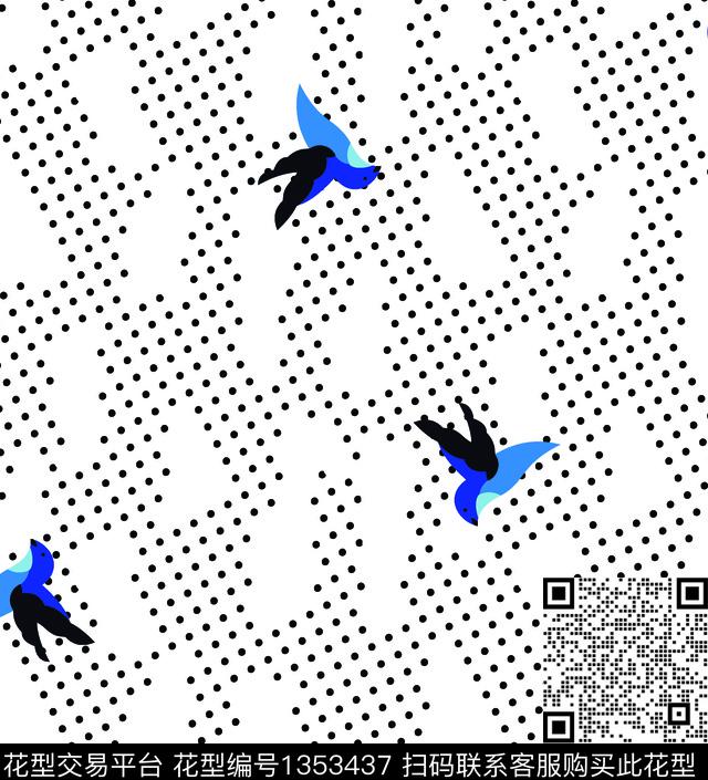 几何波点鸟传统印花华亿平台下载（图片编号: 1353437） - 瓦栏（Walan）