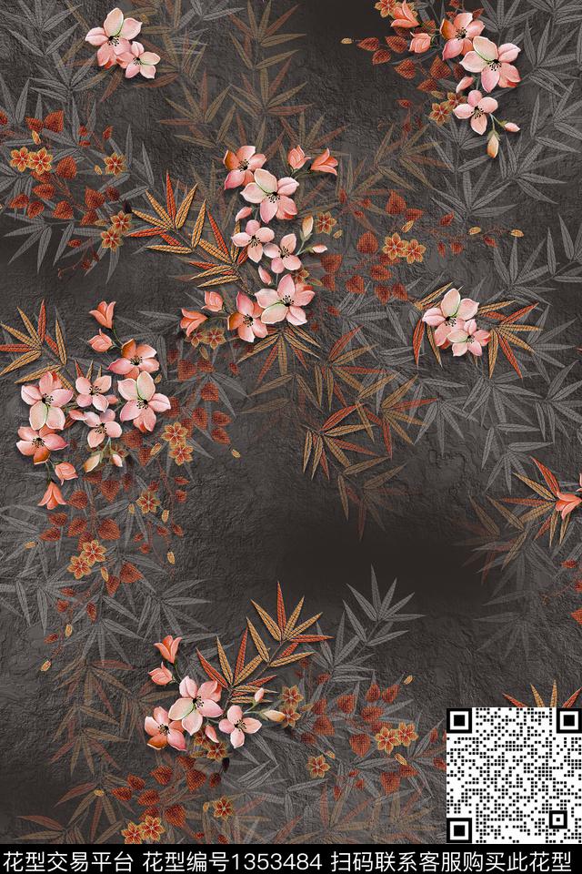 香云纱抽象中国风数码印花华亿平台下载（图片编号: 1353484） - 瓦栏（Walan）