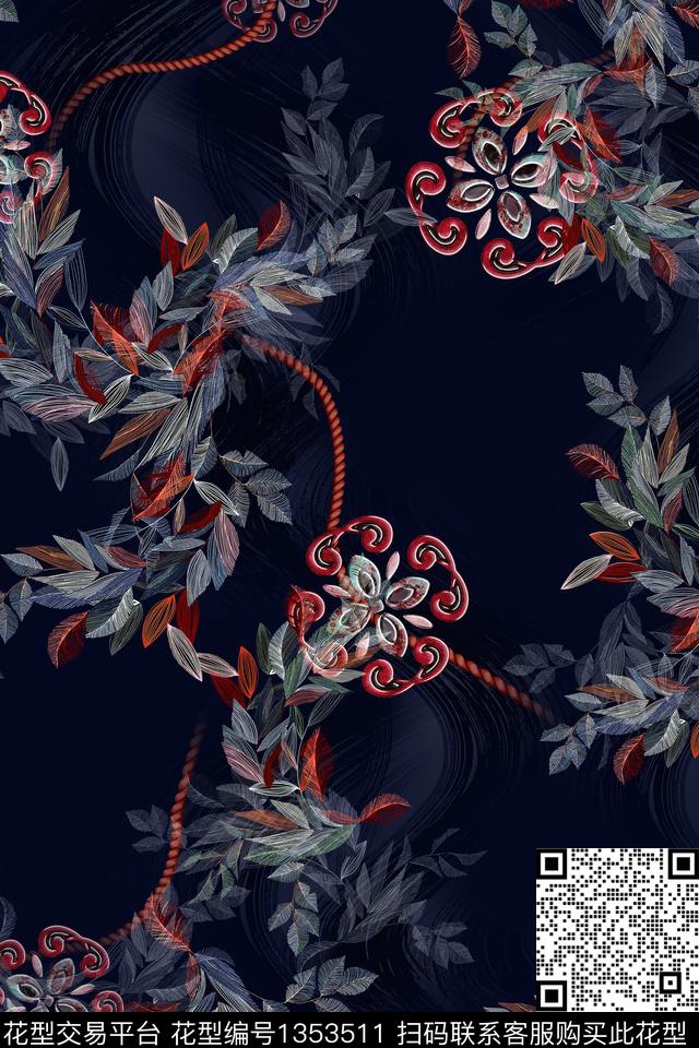 香云纱抽象中国风数码印花华亿平台下载（图片编号: 1353511） - 瓦栏（Walan）