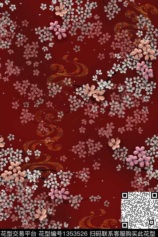 香云纱抽象中国风数码印花华亿平台下载（图片编号: 1353526） - 瓦栏（Walan）