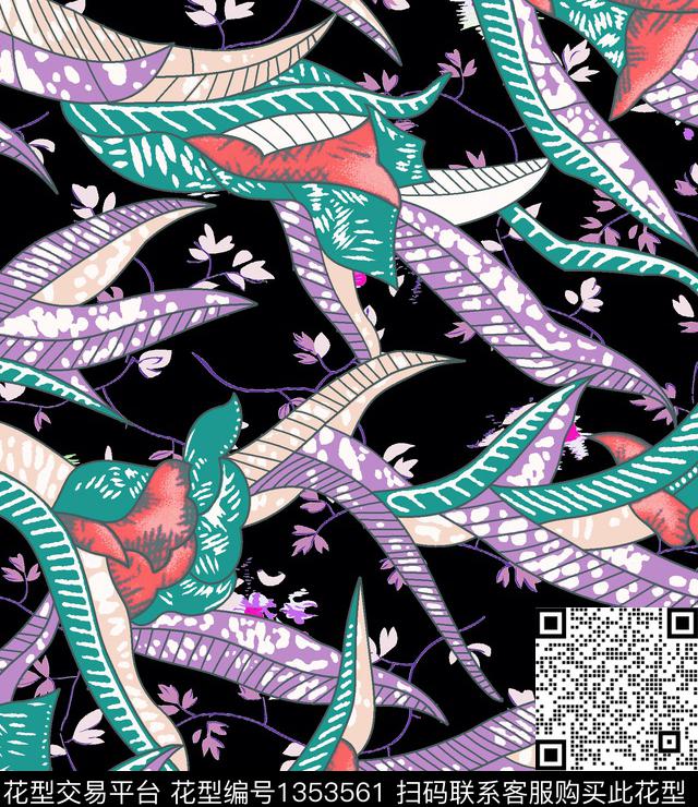 潮牌大牌风抽象数码印花华亿平台下载（图片编号: 1353561） - 瓦栏（Walan）