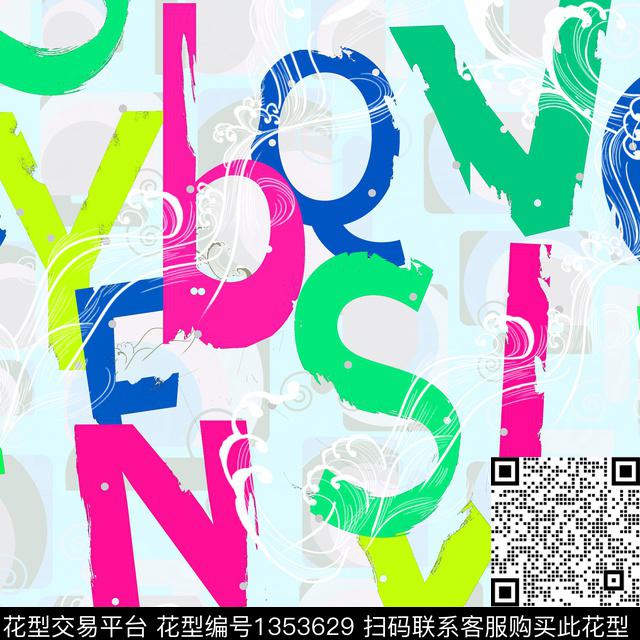 时尚几何字母数码印花华亿平台下载（图片编号: 1353629） - 瓦栏（Walan）