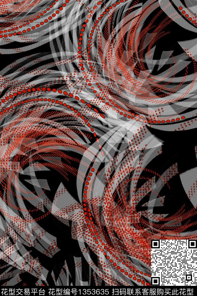 几何抽象真丝数码印花华亿平台下载（图片编号: 1353635） - 瓦栏（Walan）